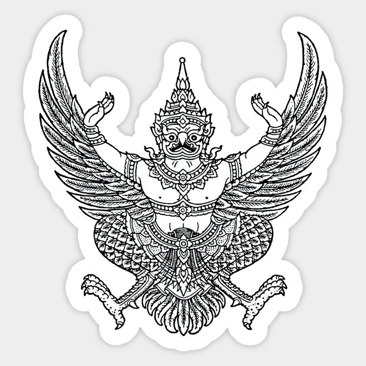 a sticker with an image of a demon on it's chest and wings