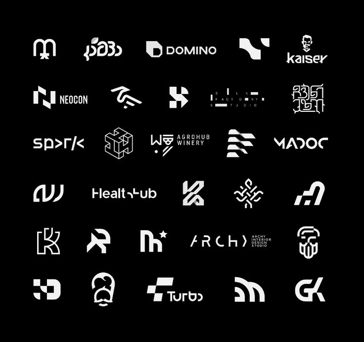 some type of logos that are all white on black and have different letters in them