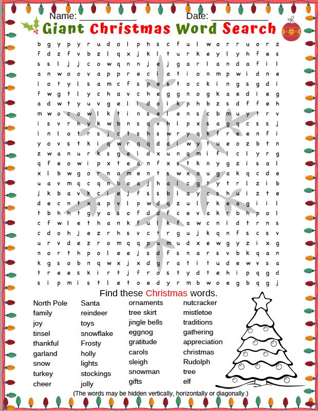 a christmas word search is shown in this image