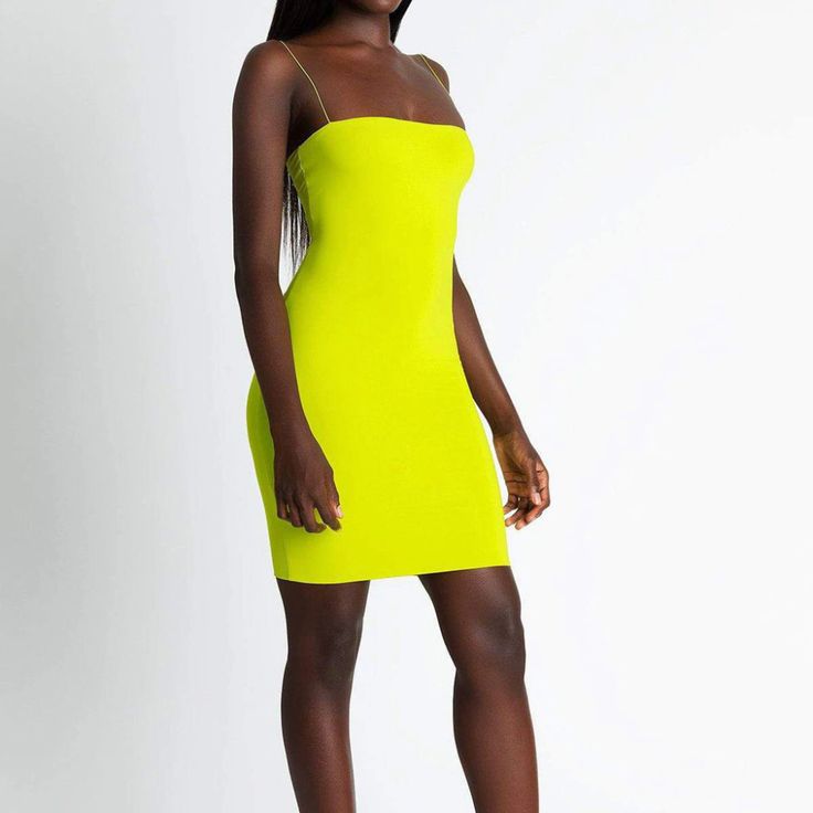 FAST SHIPPING Summer Neon Green Yellow Sexy Dress Solid Sleeveless Spaghetti Strap Bandage Bodycon JKP3750 Summer Bodycon Dress With Built-in Bra And Straight Neckline, Stretch Mini Dress With Straps For Club, Solid Color Summer Bodycon Dress With Straight Neckline, Trendy Sleeveless Mini Dress With Built-in Bra, Solid Bodycon Dress With Straight Neckline For Summer, Stretch Mini Dress With Adjustable Straps For Night Out, Stretch Bodycon Dress With Adjustable Straps And Backless Design, Stretch Slip Dress With Adjustable Straps For Night Out, Fitted Yellow Dress With Straps