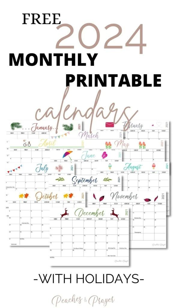 two calendars with the words free printable for each month