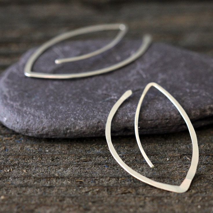 Winter Leaf Hoops - Nature Inspired Minimalist Leaf Hoop Earrings Minimalist Nickel-free Leaf-shaped Earrings, Minimalist Leaf-shaped Sterling Silver Earrings, Minimalist Leaf-shaped Jewelry With Matching Earrings, Minimalist Sterling Silver Leaf-shaped Earrings, Minimalist Leaf-shaped Sterling Silver Jewelry, Minimalist Sterling Silver Leaf Jewelry, Minimalist Leaf-shaped Ear Wire Jewelry, Handmade Minimalist Teardrop Wrap Earrings, Handmade Teardrop Wrap Earrings In Minimalist Style