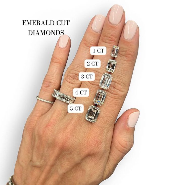 Diamond Carat Size Chart, 5 Carat Diamond Ring, Diamond Carat Size, Engagement Ring Types, 5 Carat Ring, Emerald Ring Engagement Diamond, 1 Carat Engagement Rings, Emerald Cut Diamond Engagement Ring, Emerald Cut Diamond Engagement