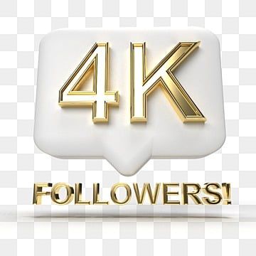 the four k followers logo is shown in gold letters on a white background, which reads 4k followers