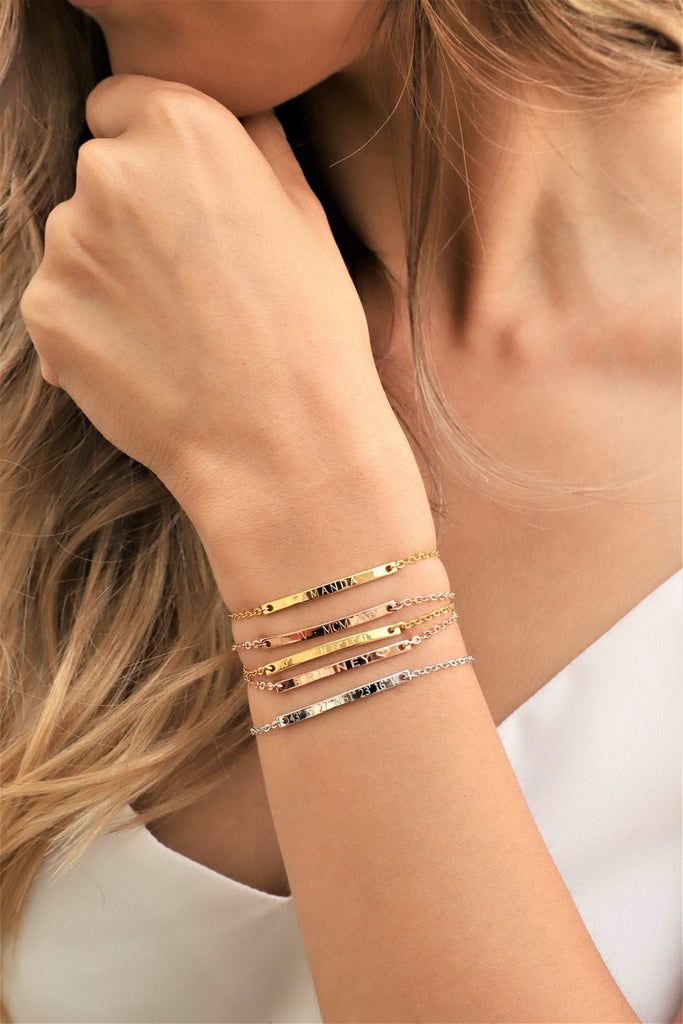 Custom Gold Bar Bracelet for Woman, Personalized Friendship Bracelet Bracelet Best Friends, Personalized Gold Bracelet, Silver Bar Bracelet, Gold Bar Bracelet, Coordinates Bracelet, Wedding Bridesmaid Jewelry, Bar Bracelet, Friend Bracelets, Bracelet Friendship