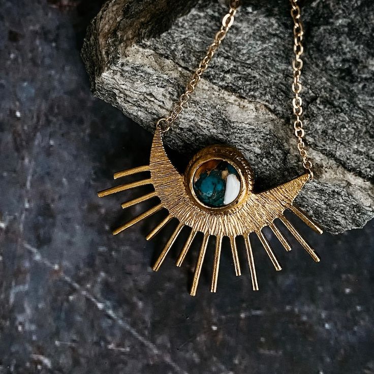 Sun Goddess Necklace Sunburst Pendant With Copper Oyster Turquoise December Birthstone, Boho Celestial Jewelry Silver or Gold - Etsy Sunburst Necklace, Boho Celestial, Sun Goddess, Oyster Turquoise, Goddess Necklace, Celestial Jewelry, December Birthstone, Jewelry Silver, Turquoise Necklace