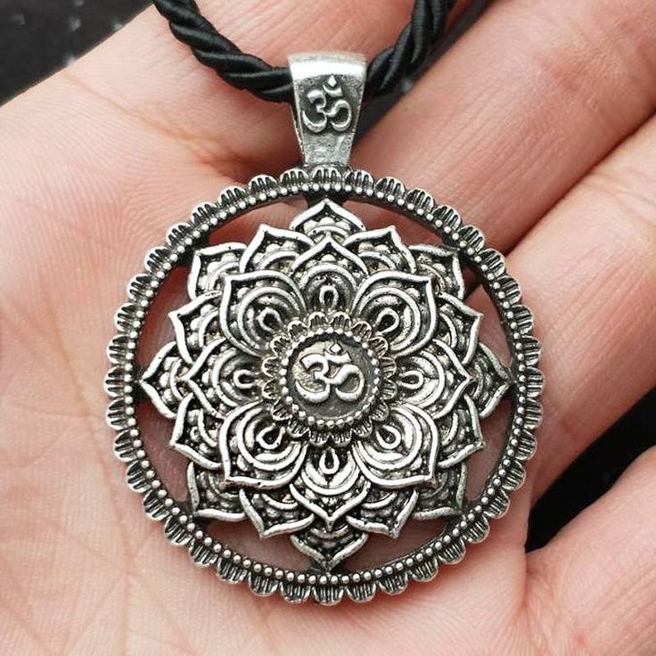 Lotus Mandala Necklace - Wyvern's Hoard Spiritual Medallion Necklace With Large Round Pendant, Spiritual Medallion Jewelry, Spiritual Engraved Flower Pendant Necklace, Spiritual Necklace With Flower Pendant And Intricate Design, Handmade Spiritual Medallion Necklace, Spiritual Jewelry With Intricate Design, Spiritual Round Necklaces For Festivals, Handmade Spiritual Medallion Pendant Necklace, Amulet Necklace For Meditation With Intricate Design