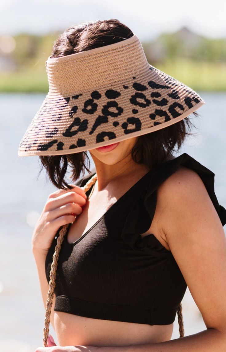 Protect your pretty face from the sun's harsh rays in our Marisol visor! This cute hat comes in three beach-ready neutral colors, each complemented by a splash of leopard print. The Marisol adjusts with velcro for a custom fit. Cute Hat, Your Pretty, Beach Ready, Cute Hats, Modern Chic, Roll Up, Pretty Face, Neutral Colors, Custom Fit