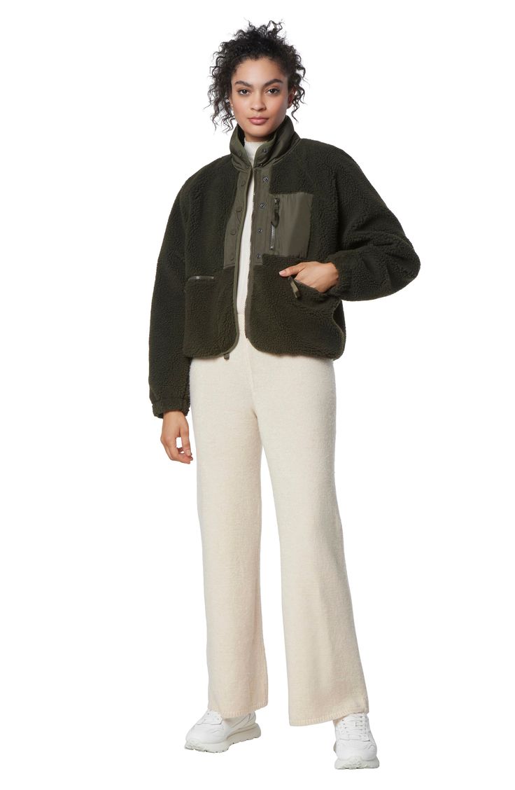 Stay cozily warm this season with this mixed media zip jacket with fleece contrasting. 22" length (size S) Stand collar 100% polyester Machine wash, line dry Imported Model stats: 5'10" height, 32" bust, 25" waist, 36" hip. Model is wearing size S. Marc New York, Sherpa Jacket, Zip Jacket, Stand Collar, Nordstrom Rack, Mixed Media, Normcore, Nordstrom, New York