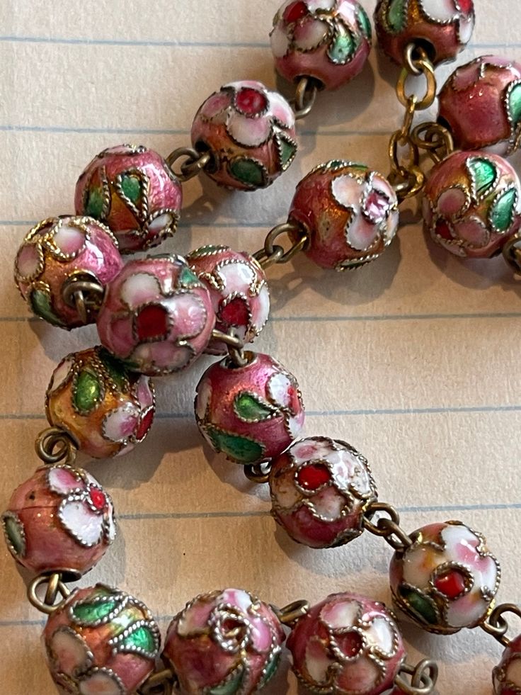 Vintage  Enamel Bead supply  1930s Enamel Beads, Rose Vintage, Vintage Turquoise, Beading Supplies, Black Crystals, Vintage Pink, Crystal Necklace, Pink Floral, Clip On Earrings