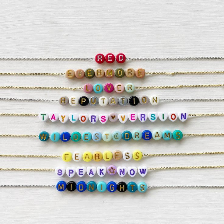 Rainbow Necklaces that are Taylor's Version Beaded Necklace Letters, Trendy Personalized Name Necklace For Everyday, Trendy Custom Name Necklace For Everyday, Trendy Everyday Custom Name Necklace, Trendy Personalized Adjustable Charm Necklaces, Trendy Adjustable Personalized Charm Necklaces, Trendy Personalized Name Necklace With Adjustable Chain, Trendy Personalized Charm Necklaces For Best Friend Gift, Trendy Personalized Charm Necklace For Best Friend