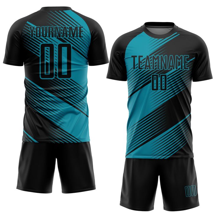 a black and blue soccer uniform with the number 10 on it