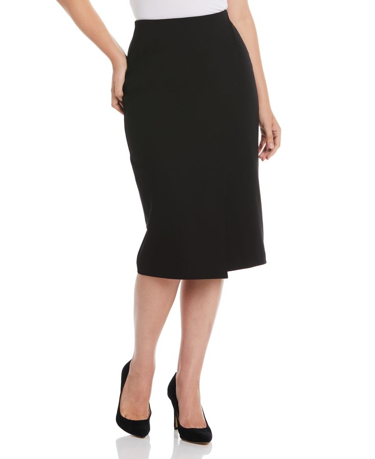 From the office to a night out, there are so many ways to work this versatile skirt from Rafaella. The women’s midi skirt is crafted from a comfortable viscose and Ponte knit blend which offers a soft, stretchy yet structured fit and lovely drape. The calf-length skirt features a faux-wrapped look and an asymmetrical hem for a flattering appearance. 66% Viscose / 29% Nylon / 5% Elastane Crafted From A Comfortable Viscose And Ponte Knit Blend Which Offers A Soft, Stretchy Yet Structured Fit And L Modern Skirt With Asymmetrical Hem For Work, Chic Asymmetrical Hem Bottoms For Work, Chic Asymmetrical Viscose Skirt, Spring Workwear Draped Midi Skirt, Fitted Midi-length Bottoms For Office, Flattering Fitted Midi-length Skirt, Spring Fitted Midi Draped Skirt, Spring Fitted Midi-length Draped Skirt, Chic Asymmetrical Draped Stretch Skirt