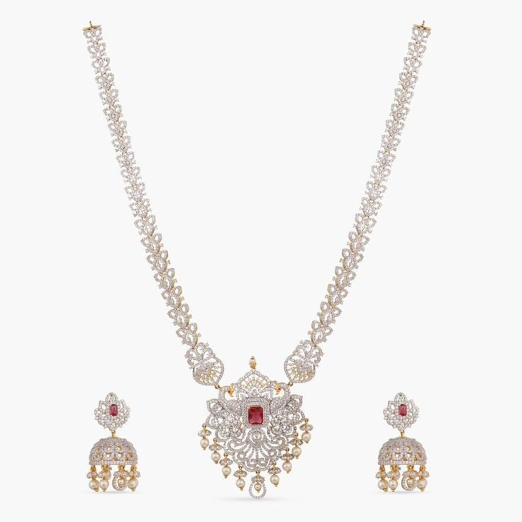 Anchita Nakshatra CZ Necklace Set Traditional Motifs, Cz Necklace, Traditional Indian, Custom Necklace, Indian Design, Intricate Design, Cz Stone, Matching Earrings, Gold Plating