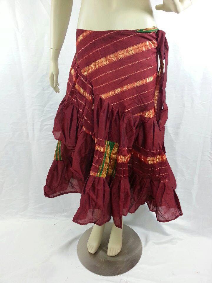 This is a very comfortable fully lined wrap skirt. It has two long ties. It looks great over another full skirt or on pants or by itself. It makes great bustles too. It is cotton handloom. It is about  30" long and 50 inches end to end not including ties. They are all lined. Great for Layering or wear it by itself with my brocade lace up vest or your favorite top.  Please convo me should you have any questions.  Check out the skirts in action!   http://www.youtube.com/watch?v=CFJWu-NCUBY&feature Indian Wrap Skirt, Lace Up Vest, Dance Attire, Womens Trousers, Belly Dance Costumes, Full Skirt, Belly Dance, Dance Costumes, Wrap Skirt