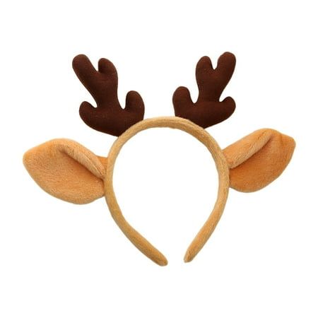 a brown reindeer headband with antlers on it's ears is shown in front of a white background