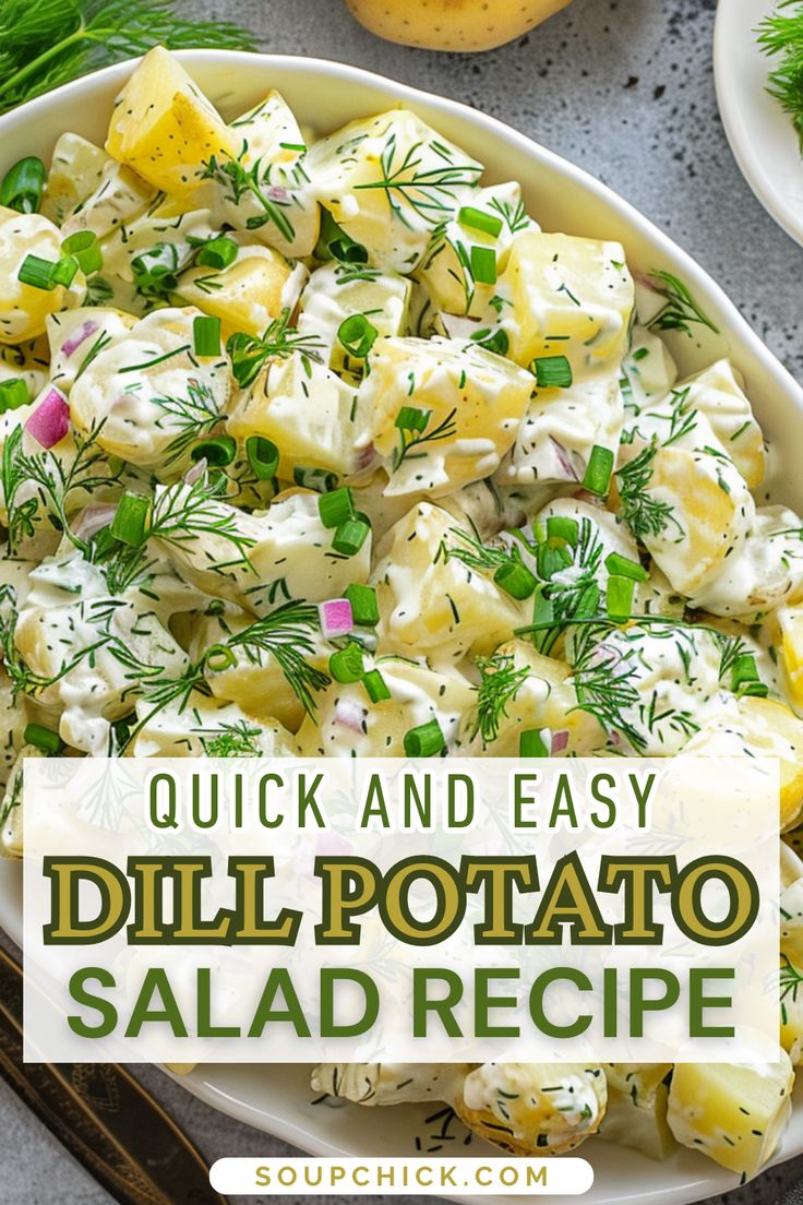 Dill Potato Salad recipe Potato Salad With Dill Recipe, Dill Potatoes Salad, Dilly Potato Salad, Vegan Dill Potato Salad, Yukon Potato Salad Recipe, Lemon Dill Potato Salad, Sour Cream Dill Potato Salad, Things To Make With Dill, Tangy Potato Salad