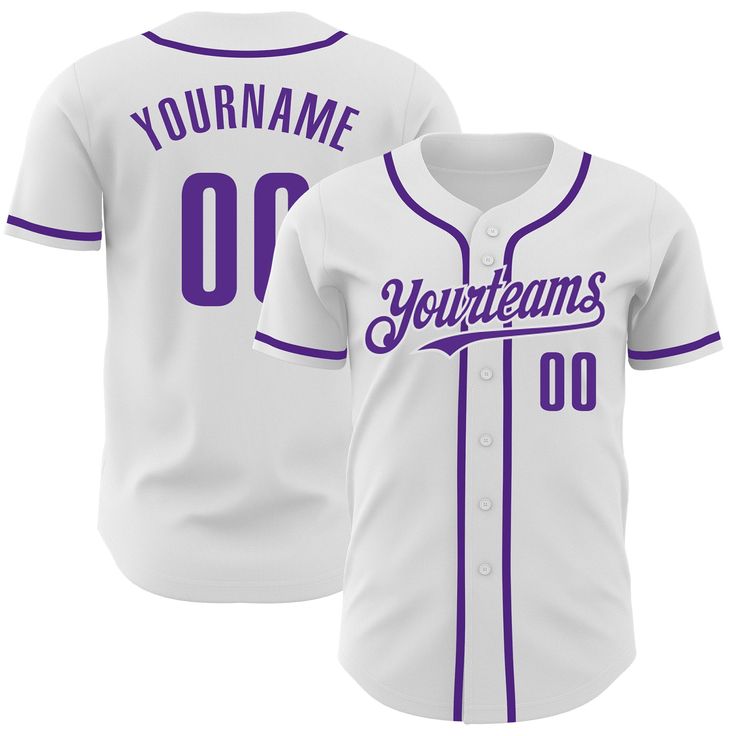 Custom White Purple Authentic Baseball Jersey Custom Sportswear, Baseball Jersey Men, Logo Number, St. Patricks Day, Blue Football, Alpha Kappa Alpha, White Jersey, Number 3, Sleeveless Crop Top