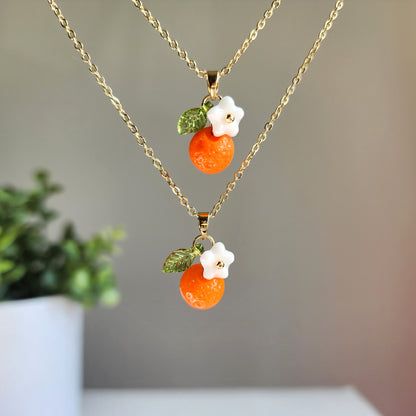 Coworker Appreciation, Fruit Orange, Fruit Necklace, Orange Citrus, Sweet Fruit, Orange Necklace, Orange Fruit, Gold Orange, Orange Gold