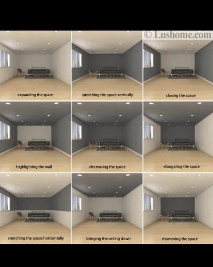 six different views of an empty room