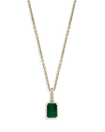 Bloomingdale's Emerald & Diamond Pendant Necklace in 14K Yellow Gold, 18 - 100% Exclusive Classic 14k Yellow Gold Emerald Necklace, Luxury Emerald Cut Emerald Necklace In Yellow Gold, Timeless Yellow Gold Emerald Necklace For Formal Occasions, Elegant 14k Yellow Gold Emerald Necklace, Elegant Brilliant Cut Emerald Necklace In Yellow Gold, Luxury 14k Gold Emerald Necklace For Formal Occasions, Luxury 14k Gold Emerald Necklace For Formal Events, Classic Yellow Gold Emerald Pendant Necklace, Classic Yellow Gold Emerald Cut Necklaces