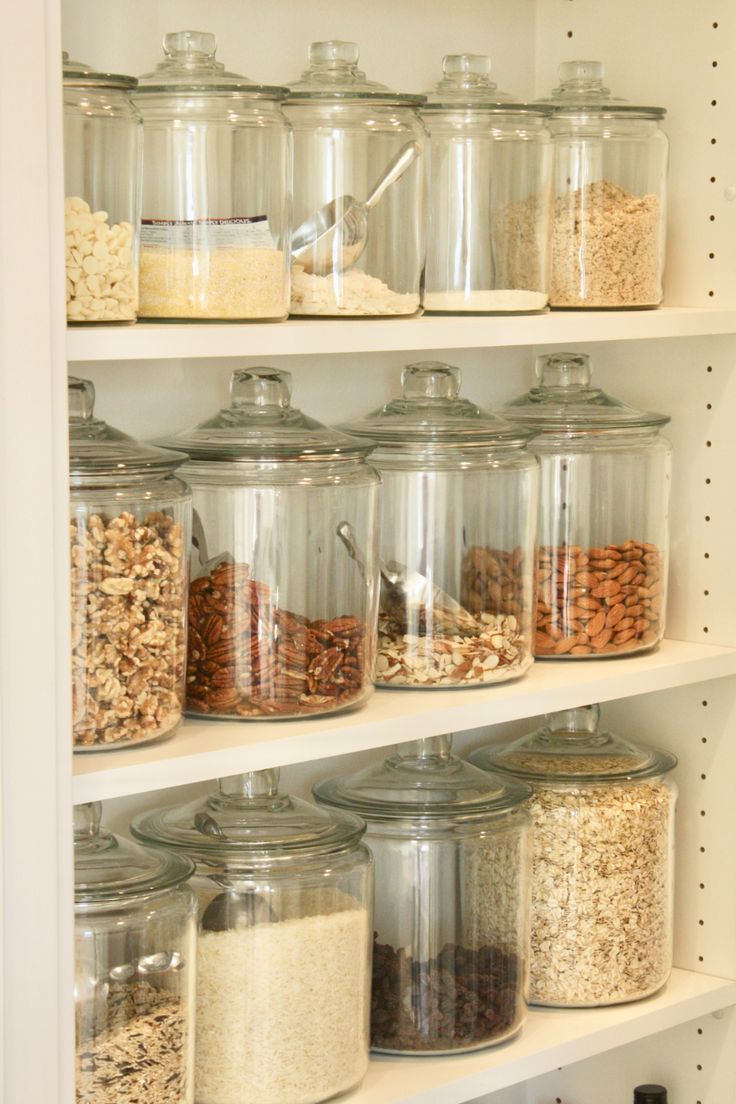 an organized pantry filled with lots of food