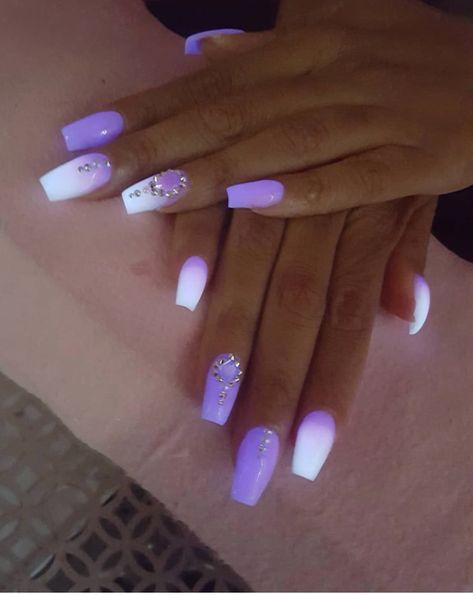 Purple And White Tip Nails, White Purple Nails, Purple And White Nail Designs, Purple White Nails, White And Purple Nails, 3d Floral Nails, Purple And White Nails, Future Nails, Quartz Nails