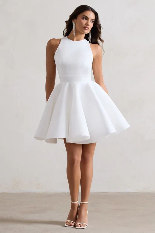 Dresses The White Dress – Club L London - USA Skater Mini Dress, Midi Bridesmaid Dress, Club L London, Black Dress Prom, Tie Collar, Graduation Dresses, Strappy Stilettos, Black Tie Gala, Christmas Party Dress