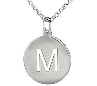 Cut out a little time for showing off your personal style with this initialed necklace. Sterling Silver Initial Pendant Necklace With Cable Chain, Sterling Silver Pendant Initial Necklace With Cable Chain, Classic Monogram Sterling Silver Charm Necklace, Classic Sterling Silver Monogram Charm Necklace, Silver Monogram Initial Pendant Charm Necklace, Silver Monogram Charm Necklace With Initial Pendant, Custom Silver Initial Pendant Necklace, Everyday Silver Name Necklace With Initials, Silver Initial Necklace With Cable Chain As Gift