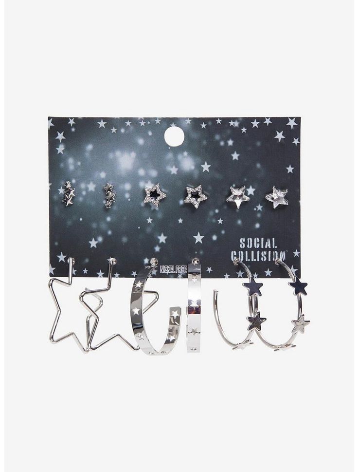 Social Collision Star Studs & Hoops Earring Set Jewelry For Guys, Stranger Things Gifts, Nightmare Before Christmas Gifts, Star Accessories, Goth Costume, Hot Topic Jewelry, Star Hoop Earrings, Jewelry Goth, Advent Calendar Gifts