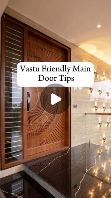 a door that has lights on it and the words vasu friendly main door tips