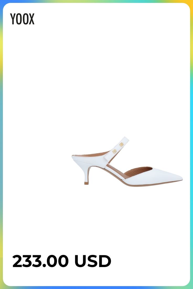 leather, metal applications, solid color, leather backing, narrow toeline, spike heel, covered heel, leather sole, contains non-textile parts of animal origin, mules model , Color: White , Size: 7.5 Armani White, Armani Women, Emporio Armani Women, Spike Heels, Fashion And Design, Mule Clogs, Emporio Armani, Clogs, Kitten Heels