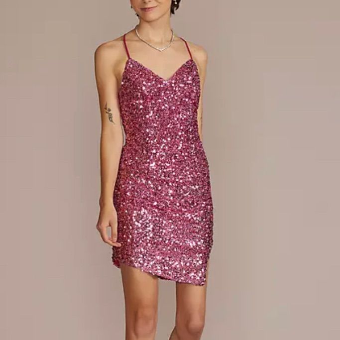 David Bridal Sequin Dress. Perfect For Parties. Never Worn. David Bridal, Purple Sequin Dress, Size 12 Dresses, Size 12 Dress, Davids Bridal, Sequin Dress, Pink Purple, Colorful Dresses, Sequin