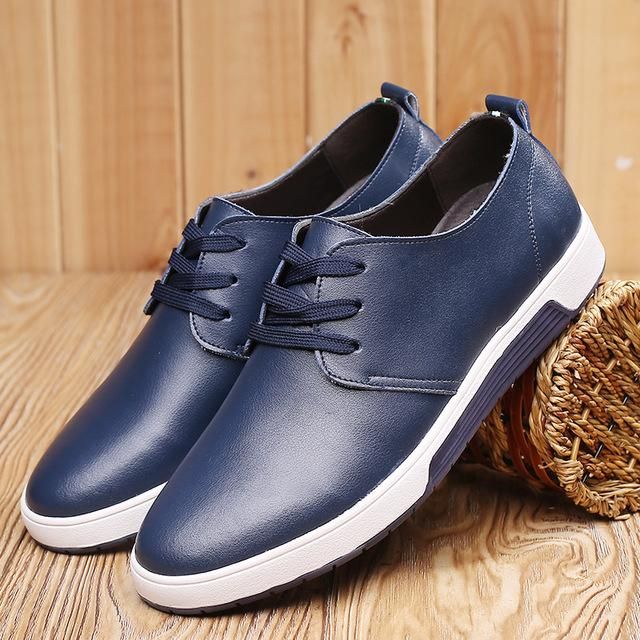 Buy online Casual Leather Comfortable Flat Shoes - FREE SHIPPING worldwide Casual Slip-on Synthetic Oxfords, Casual Flat Oxfords With Textured Sole, Blue Casual Lace-up Shoes With Round Toe, Casual Blue Plain Toe Oxfords, Casual Blue Lace-up Leather Shoes, Casual Blue Loafers With Round Toe, Blue Low-top Leather Shoes For Business, Casual Synthetic Lace-up Shoes For Business, Blue Round Toe Oxfords For Spring