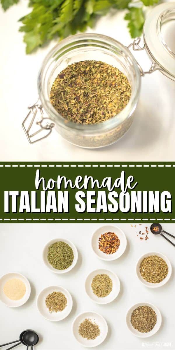 the ingredients for homemade italian seasoning in small bowls