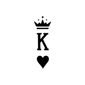 the letter k with a crown and heart in it's center is shown on a white background