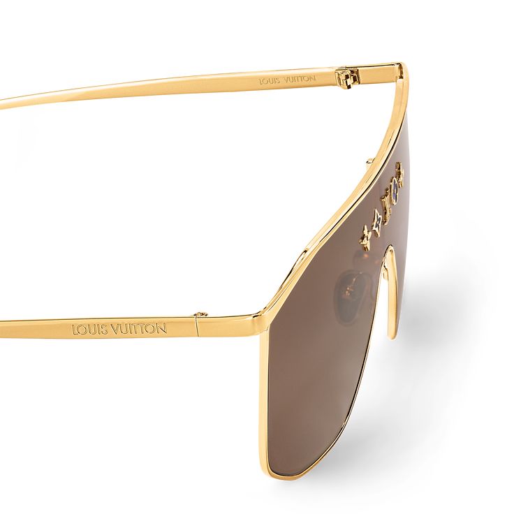 LOUIS VUITTON® - Lv Golden Mask Sunglasses - Gold Luxury Rimless Shield Sunglasses With Gradient Lenses, Luxury Rimless Sunglasses With Mirrored Lenses, Luxury Rimless Shield Sunglasses With Mirrored Lenses, Luxury Shield Sunglasses With Uv Protection, Luxury Gold Shield Sunglasses With Uva Protection, Luxury Gold Shield Sunglasses With Uv Protection, Luxury Shield Sunglasses With Uva Protection For Formal Occasions, Luxury Shield Sunglasses With Uva Protection For Formal Events, Luxury Rimless Sunglasses With Uva Protection