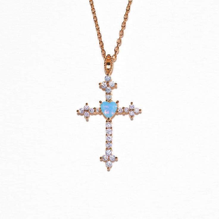 Serendipity Cross Necklace Necklaces Collection, Cross Necklace Gold, Flat Back Earrings, Gold Cross Necklace, Gold And Blue, Blue Gems, Cross Jewelry, Rose Gold Necklace, Earring Backs