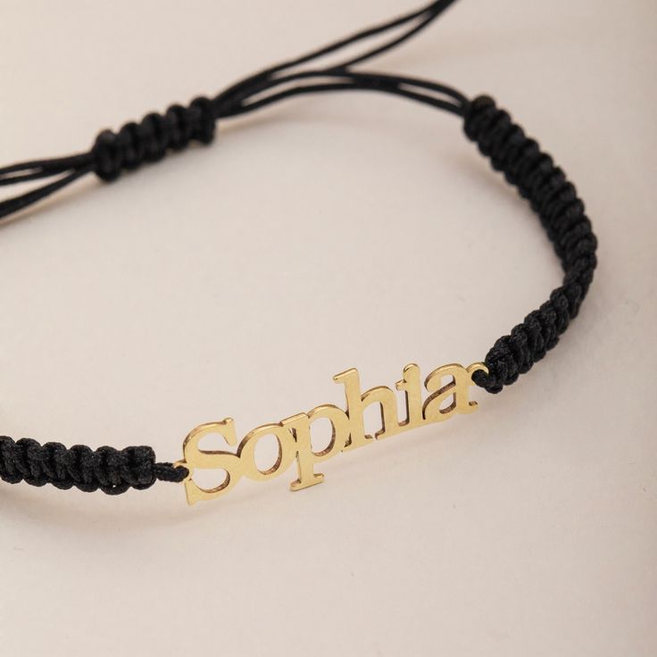 Macrame Name Bracelet, Custom Bracelet in 14K 18K Real Solid Gold, Minimalist Waterproof String Name Bracelet, Gift Idea For Mother ✅Gold Material: Solid Gold (no gold-filled or no gold plated material) ✅Gold Karat: 14K (%58,5) or 18K (%75) ✅Available gold color: Yellow Gold, Rose Gold and White Gold ✈️ SHIPMENT After your confirmation, I will ship your order in 1-3 business days. Estimated delivery time for UPS Express 3-4 business days. Please check your messages after your order for confirmation. Affordable Black Name Bracelet For Friendship, Adjustable Gold Charm Bracelet In 14k Gold, 14k Gold Friendship Bracelets, 14k Gold Bracelet For Friendship, Yellow Gold Jubilee Bracelet For Friendship, Gold Name Charm Bracelet For Friendship, Yellow Gold Adjustable Name Chain Bracelet, Adjustable 14k Gold Friendship Bracelets, Personalized 14k Gold Adjustable Bracelets