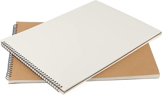 two spiral bound notebooks sitting side by side on top of each other, one blank