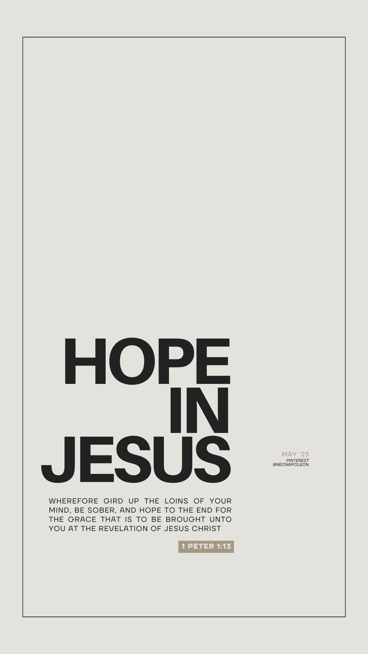 a white poster with the words hope in jesus on it's front and back