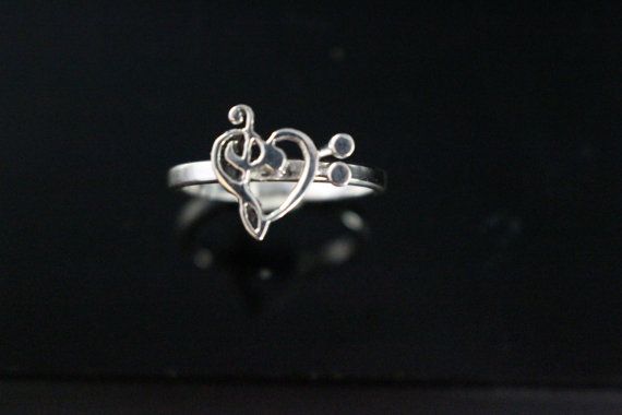 Music Treble clef Bass clef Musical Love Sterling silver Ring Silver Music-themed Rings For Gifts, Music-themed Silver Rings As Gifts, Music-themed Silver Rings For Gifts, Music-themed Silver Ring As A Gift, Music-themed Silver Rings For Gift, Music Themed Jewelry, Music Note Jewelry, Music Note Ring, Guitar String Jewelry