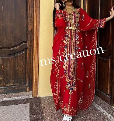 Trendy Fashion Sale!! Red Moroccan Dubai Kaftan Farasha Abaya wedding Fancy Long Gown Dresses, Womens Dresses Traditional Red Maxi Dress For Wedding, Traditional Dabka Maxi Dress For Wedding, Red Maxi Dress For Eid Wedding, Red Maxi Dress For Wedding And Eid, Traditional Long Sleeve Maxi Dress For Wedding, Red Embroidered Maxi Dress For Wedding, Red Kaftan With Zari Work For Wedding, Embroidered Kaftan For Eid Wedding, Dabka Embellished Kaftan For Wedding Festivals