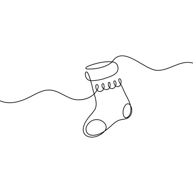 a single line drawing of a sock