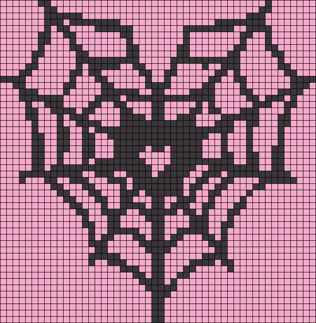 a black and pink cross stitched pattern on fabric