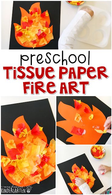 this is an easy paper fire art project for kids