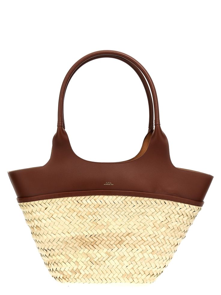 100% Raffia Brown Leather Straw Bag With Rolled Handles, Luxury Bag With Rolled Handles In Natural Color, Designer Straw Tote Bag With Bamboo Handle, Designer Straw Shoulder Bag With Top Handle, Luxury Straw Bucket Bag With Bamboo Handle, Luxury Straw Bag With Rolled Handles For Daily Use, Luxury Straw Tote Bag With Rolled Handles, Luxury Brown Straw Bag With Handles, Luxury Straw Bag With Leather Handles For Shopping