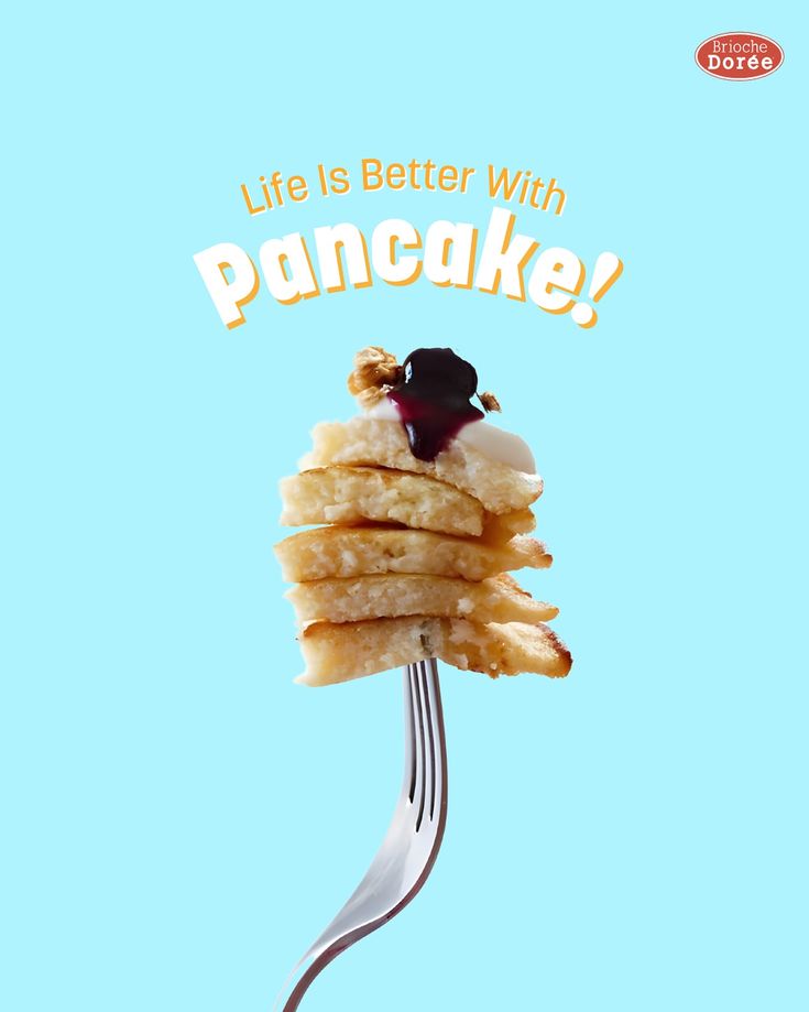 a fork with some food on it and the words life is better with pancake