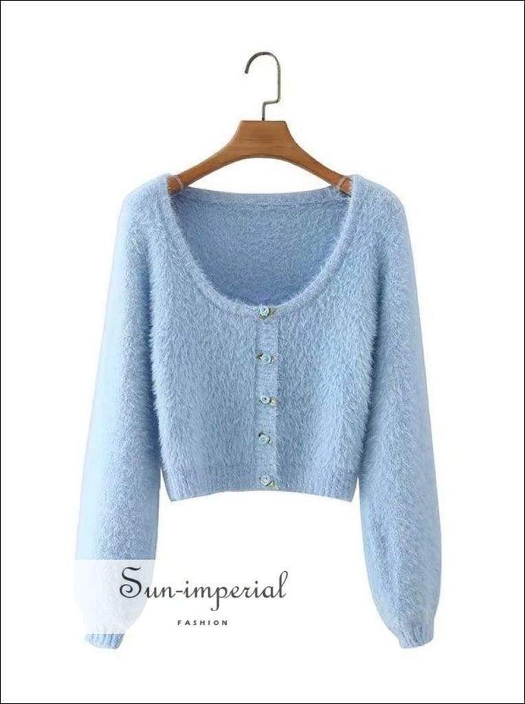 Blue O Neck Knitted Long Sleeve Cardigan Sweater top with Floral Appliques detail Cute Cheap Long Sleeve Cardigan, Cheap Blue Winter Tops, Affordable Blue Spring Sweater, Cheap Light Blue Fall Sweater, Cheap Cute Blue Cardigan, Luxury Blue Knitted Cardigan, Cheap Blue Knitted Top, Affordable Blue Knit Cardigan, Light Blue Long Sleeve Outerwear