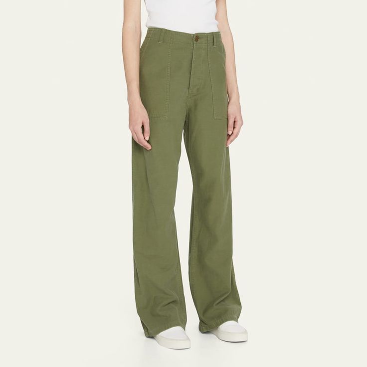 R13 wide-leg utility pants High waist Relaxed fit Full length Side patch pockets; back flap pockets Button/zip fly; belt loops  Cotton Imported Utility Wide Leg Pants With Welt Pockets, Utility Wide-leg Work Pants With Patch Pockets, Wide Leg Work Pants With Patch Pockets, Utility Wide Leg Bottoms With Patch Pockets, Utility High-waisted Wide Leg Pants With Patch Pockets, Utility Style High-waisted Wide Leg Pants With Patch Pockets, Utility Wide Leg Pants With Patch Pockets, Utility Wide-leg Pants With Welt Pockets, Utility High-waisted Jeans With Welt Pockets